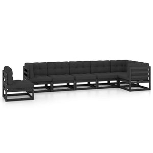vidaXL Salon de jardin 7 pcs avec coussins en pin massif