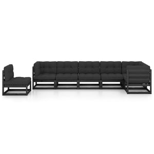 vidaXL Salon de jardin 7 pcs avec coussins en pin massif