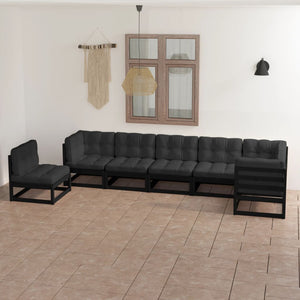vidaXL Salon de jardin 7 pcs avec coussins en pin massif