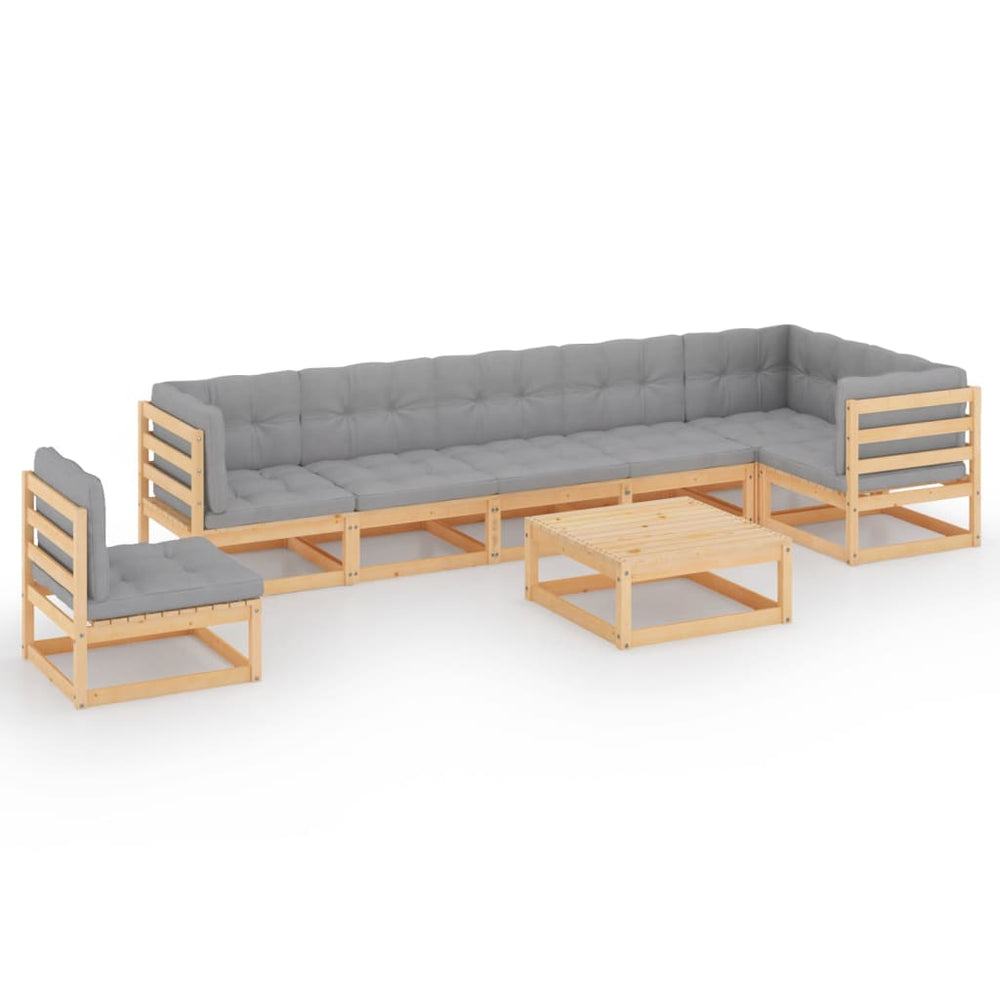 8-tlg. Garten-Lounge-Set mit Kissen Massivholz Kiefer