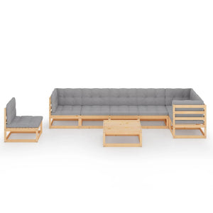 vidaXL Salon de jardin 8 pcs avec coussins, bois de pin massif