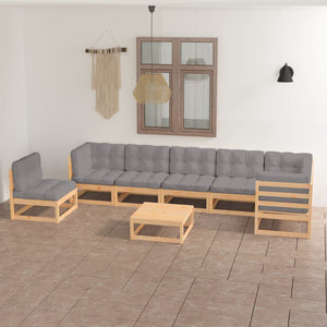 vidaXL Salon de jardin 8 pcs avec coussins, bois de pin massif