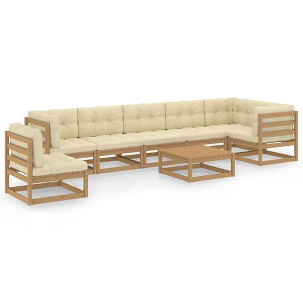 vidaXL Salon de jardin 8 pcs avec coussins, bois de pin massif