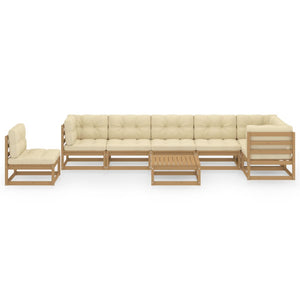 vidaXL Salon de jardin 8 pcs avec coussins, bois de pin massif