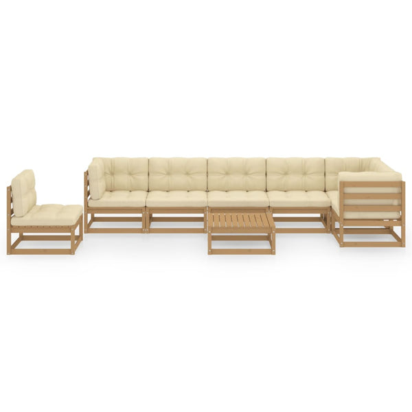 vidaXL Salon de jardin 8 pcs avec coussins, bois de pin massif