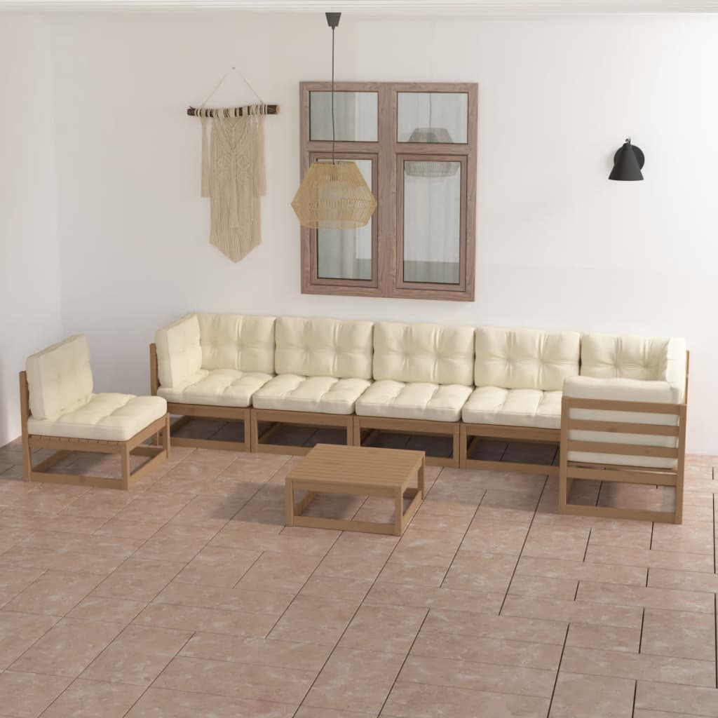 vidaXL Salon de jardin 8 pcs avec coussins, bois de pin massif