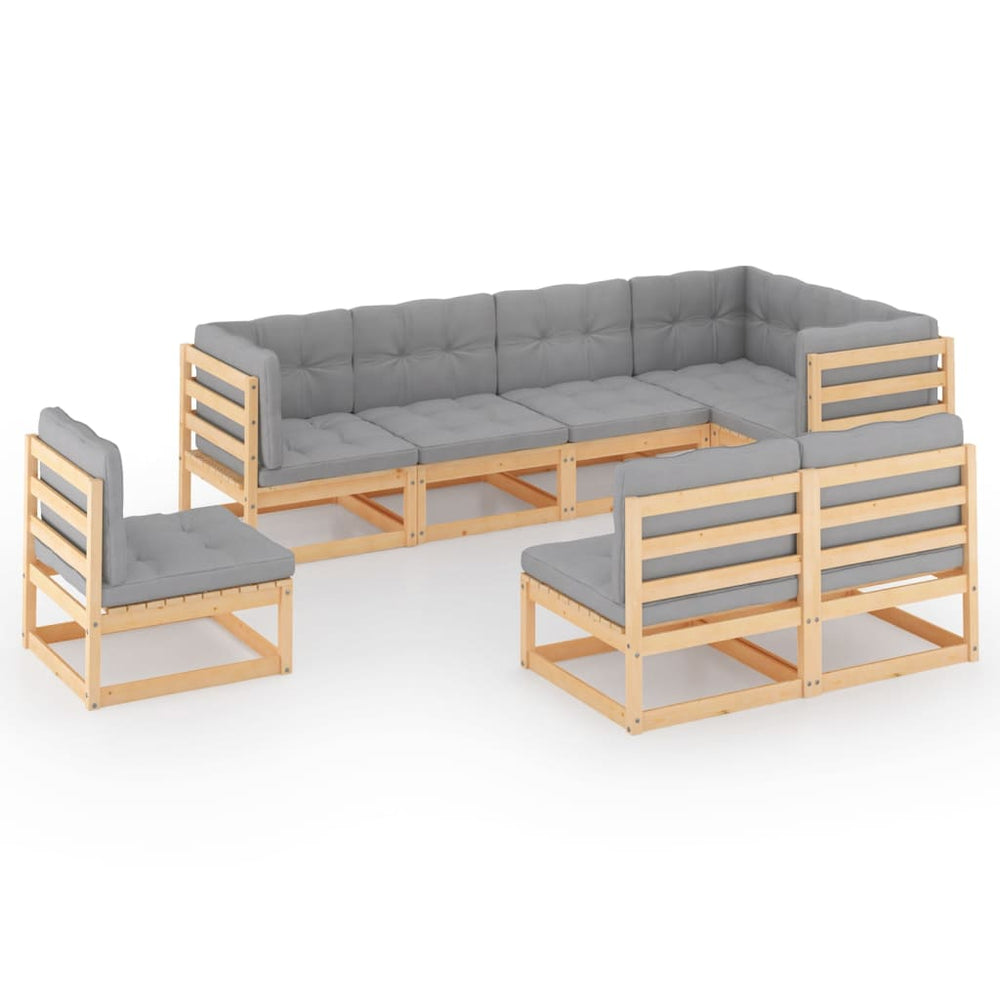 8-tlg. Garten-Lounge-Set mit Kissen Massivholz Kiefer