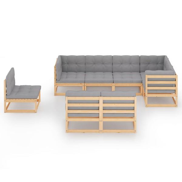 8-tlg. Garten-Lounge-Set mit Kissen Massivholz Kiefer
