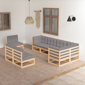 8-tlg. Garten-Lounge-Set mit Kissen Massivholz Kiefer