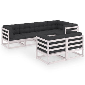 vidaXL Salon de jardin 7 pcs avec coussins en pin massif