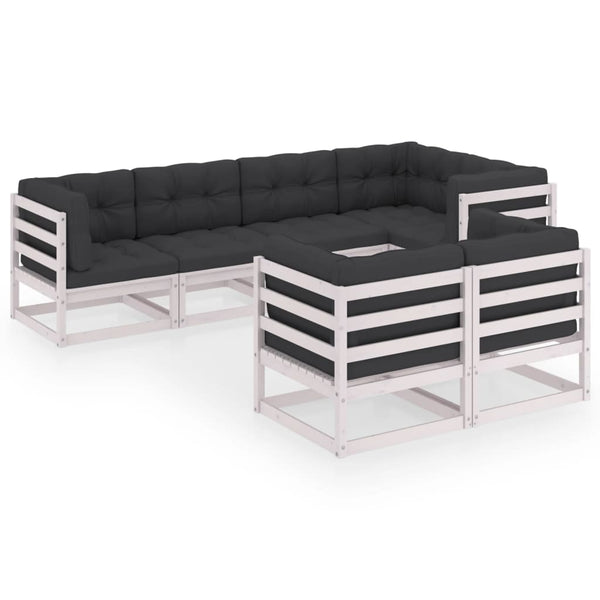 vidaXL Salon de jardin 7 pcs avec coussins en pin massif