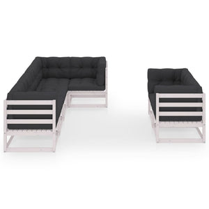 vidaXL Salon de jardin 7 pcs avec coussins en pin massif