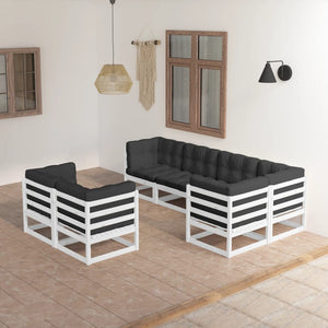vidaXL Salon de jardin 7 pcs avec coussins en pin massif