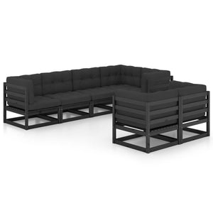 vidaXL Salon de jardin 7 pcs avec coussins en pin massif
