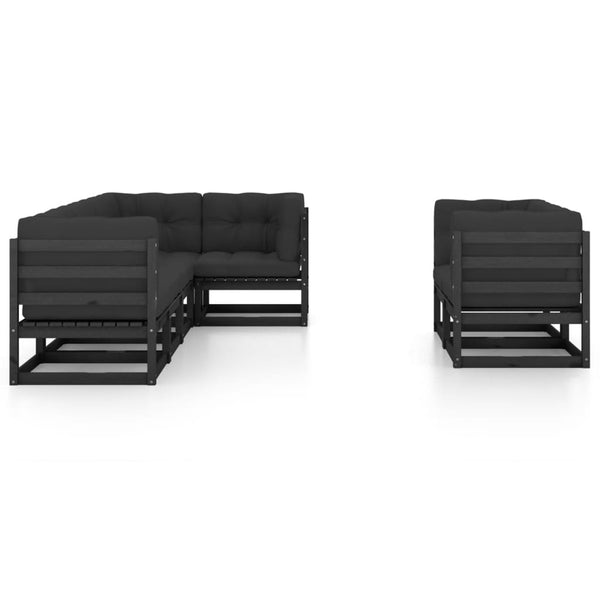 vidaXL Salon de jardin 7 pcs avec coussins en pin massif