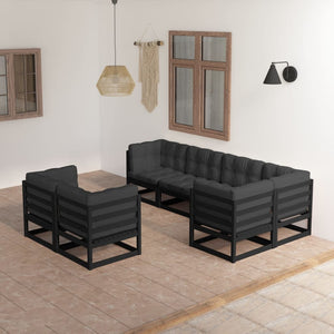 vidaXL Salon de jardin 7 pcs avec coussins en pin massif