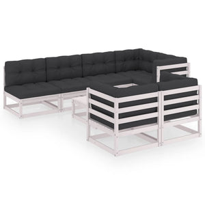 vidaXL Salon de jardin 8 pcs avec coussins, bois de pin massif