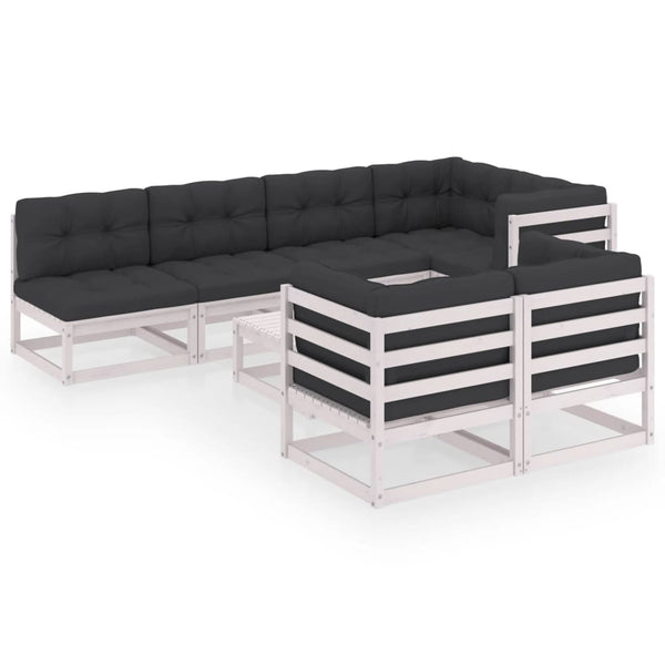 vidaXL Salon de jardin 8 pcs avec coussins, bois de pin massif