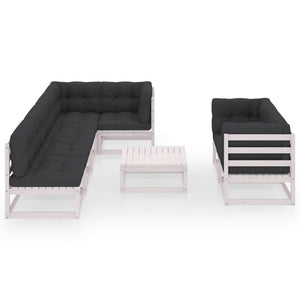 vidaXL Salon de jardin 8 pcs avec coussins, bois de pin massif
