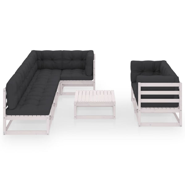 vidaXL Salon de jardin 8 pcs avec coussins, bois de pin massif
