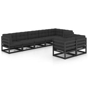 vidaXL Salon de jardin 8 pcs avec coussins, bois de pin massif