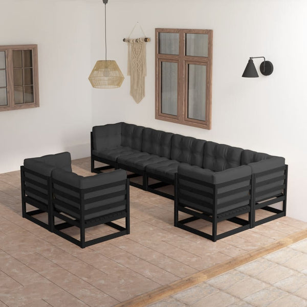 vidaXL Salon de jardin 8 pcs avec coussins, bois de pin massif