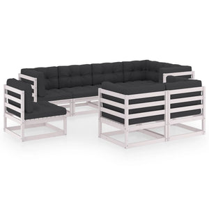 vidaXL Salon de jardin 8 pcs avec coussins, bois de pin massif
