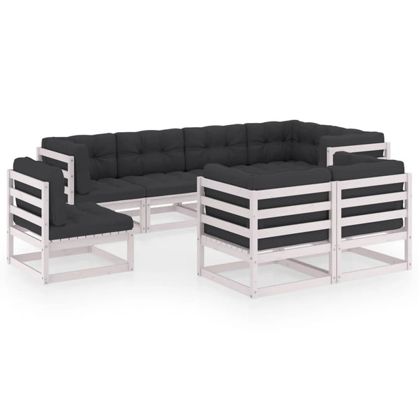 vidaXL Salon de jardin 8 pcs avec coussins, bois de pin massif