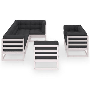 vidaXL Salon de jardin 8 pcs avec coussins, bois de pin massif