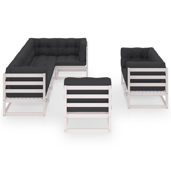 vidaXL Salon de jardin 8 pcs avec coussins, bois de pin massif