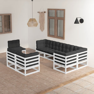 vidaXL Salon de jardin 8 pcs avec coussins, bois de pin massif