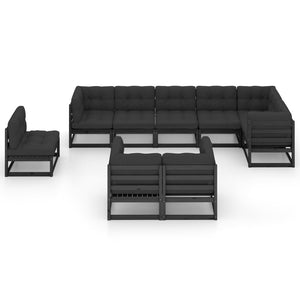 vidaXL Salon de jardin 9 pcs avec coussins Bois de pin massif