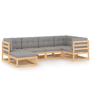vidaXL Salon de jardin 6 pcs avec coussins Bois de pin massif