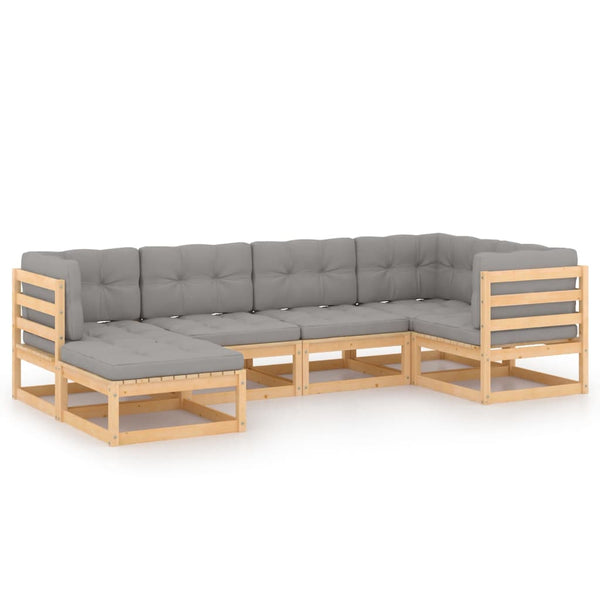 vidaXL Salon de jardin 6 pcs avec coussins Bois de pin massif