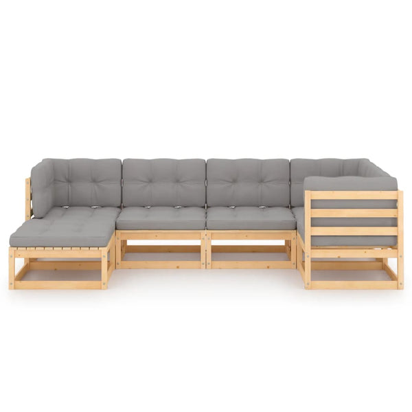 vidaXL Salon de jardin 6 pcs avec coussins Bois de pin massif