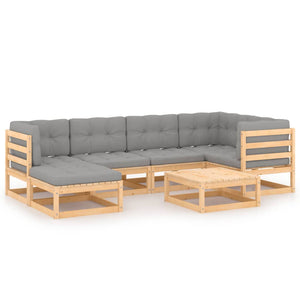 vidaXL Salon de jardin 7 pcs avec coussins en pin massif