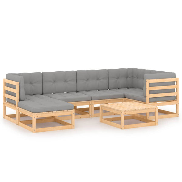 vidaXL Salon de jardin 7 pcs avec coussins en pin massif