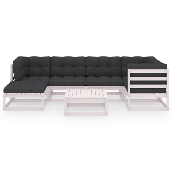 7-tlg. Garten-Lounge-Set mit Kissen Massivholz Kiefer