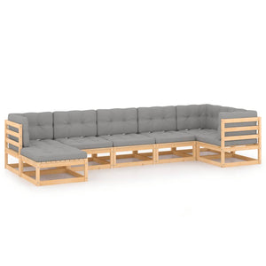 vidaXL Salon de jardin 7 pcs avec coussins en pin massif