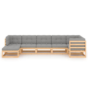 vidaXL Salon de jardin 7 pcs avec coussins en pin massif