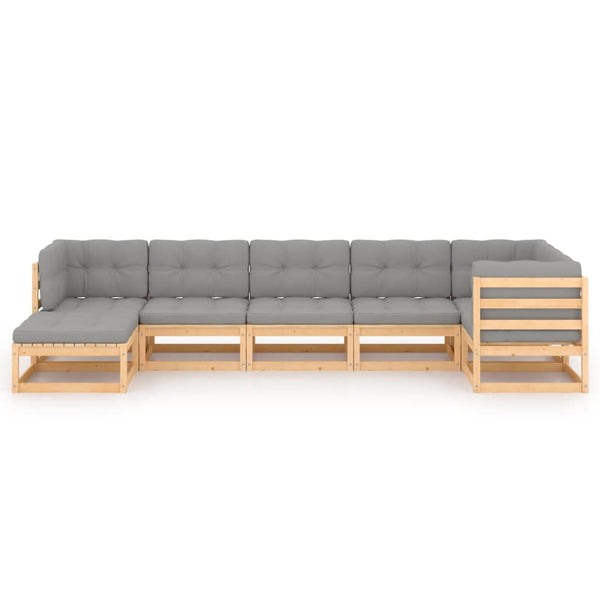 vidaXL Salon de jardin 7 pcs avec coussins en pin massif