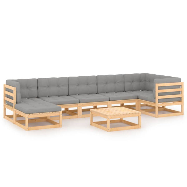 vidaXL Salon de jardin 8 pcs avec coussins, bois de pin massif