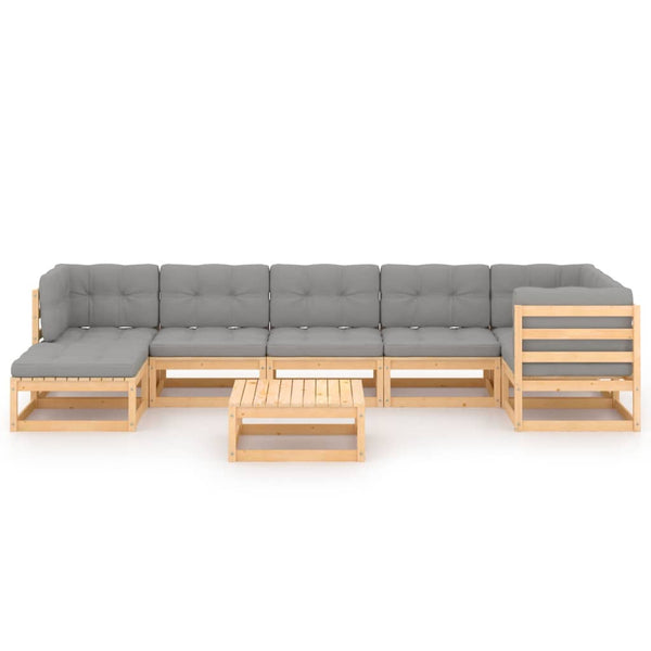 vidaXL Salon de jardin 8 pcs avec coussins, bois de pin massif