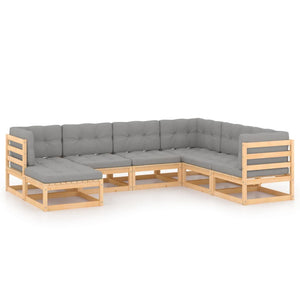 vidaXL Salon de jardin 7 pcs avec coussins en pin massif