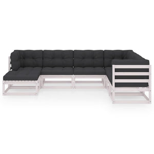 7-tlg. Garten-Lounge-Set mit Kissen Massivholz Kiefer