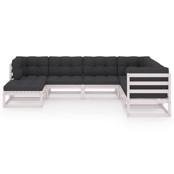 7-tlg. Garten-Lounge-Set mit Kissen Massivholz Kiefer