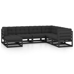vidaXL Salon de jardin 7 pcs avec coussins en pin massif