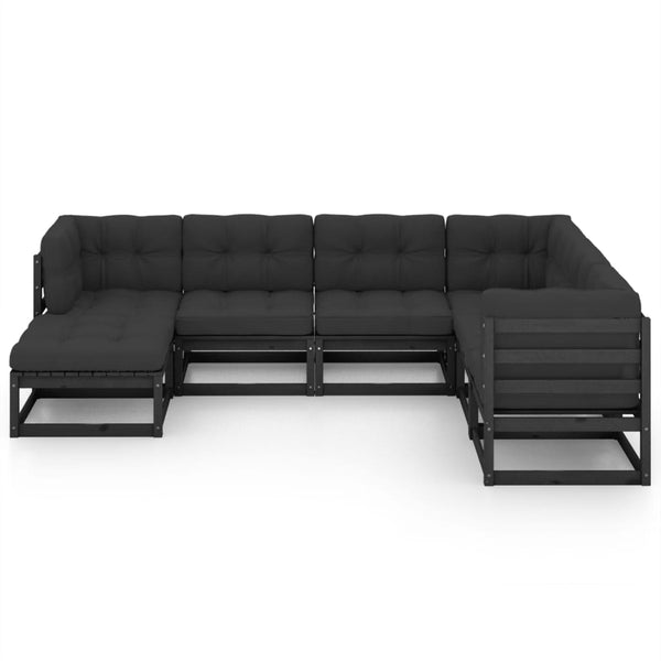 vidaXL Salon de jardin 7 pcs avec coussins en pin massif