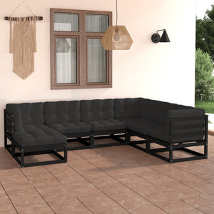 vidaXL Salon de jardin 7 pcs avec coussins en pin massif