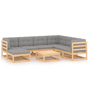vidaXL Salon de jardin 8 pcs avec coussins, bois de pin massif